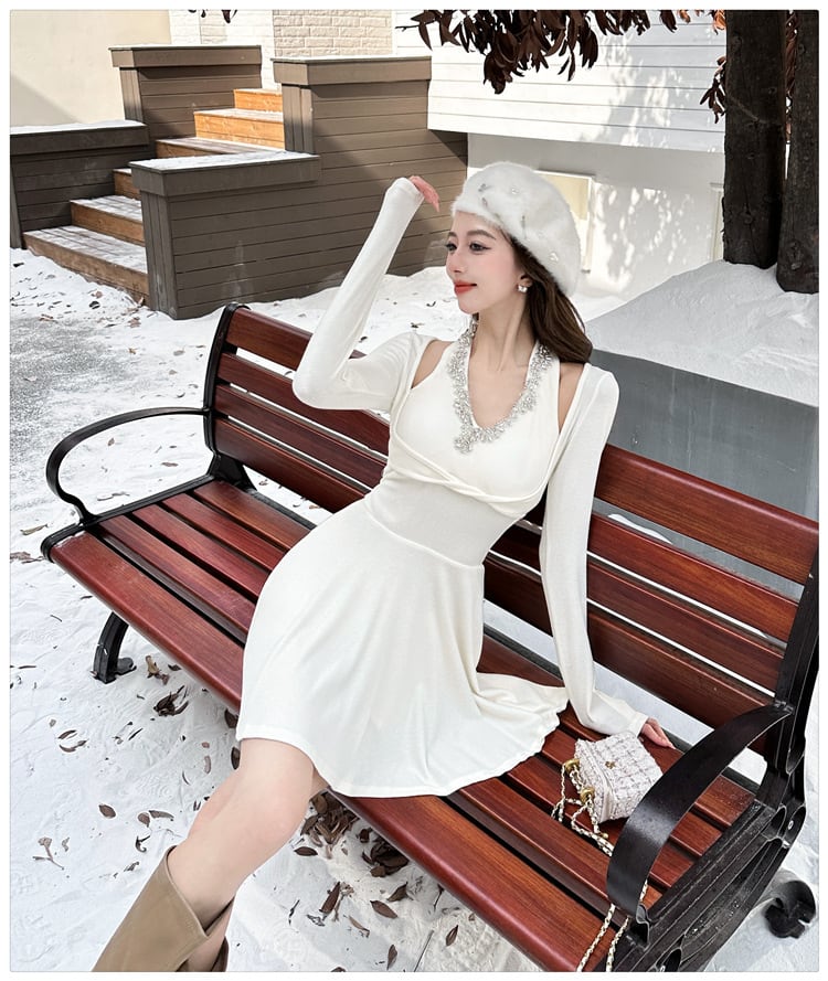 【dress】ビジューデートワンピース　M27418