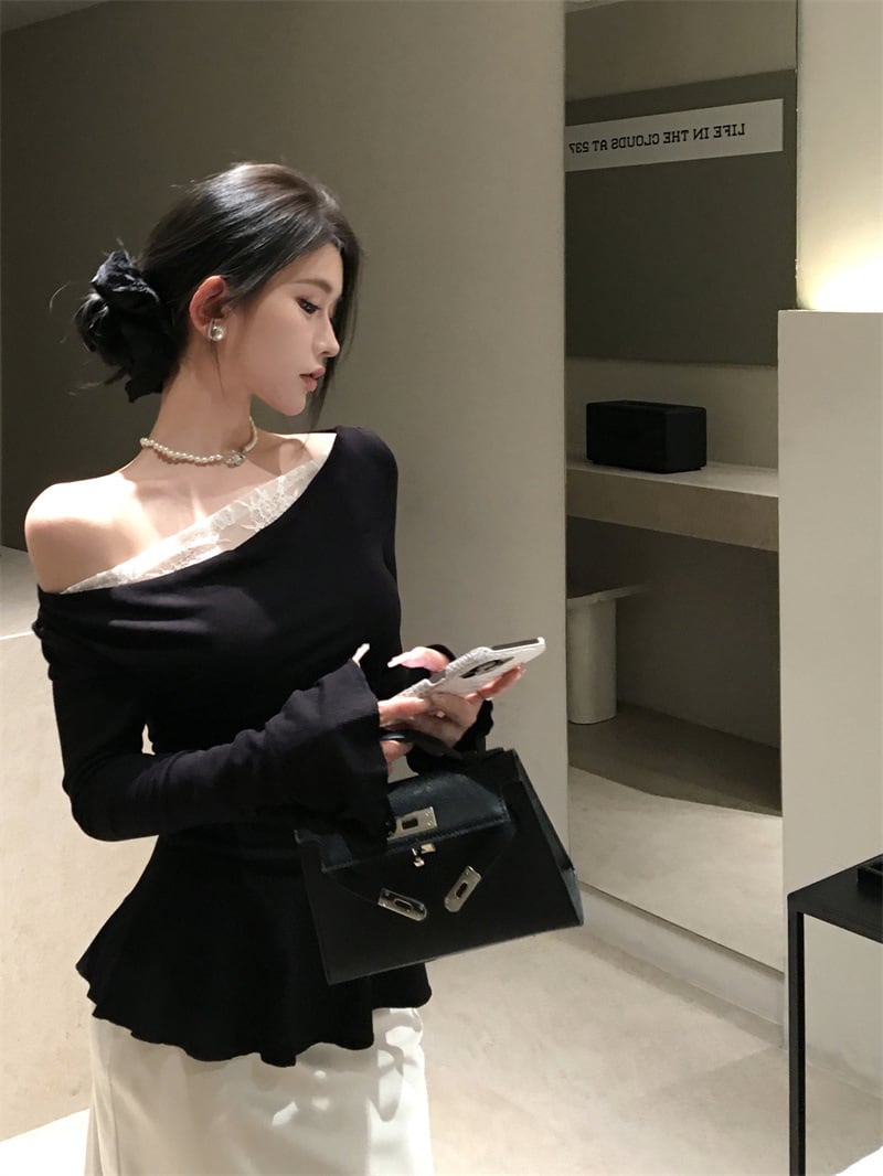 【tops】レースドッキングフリルトップス　M28869