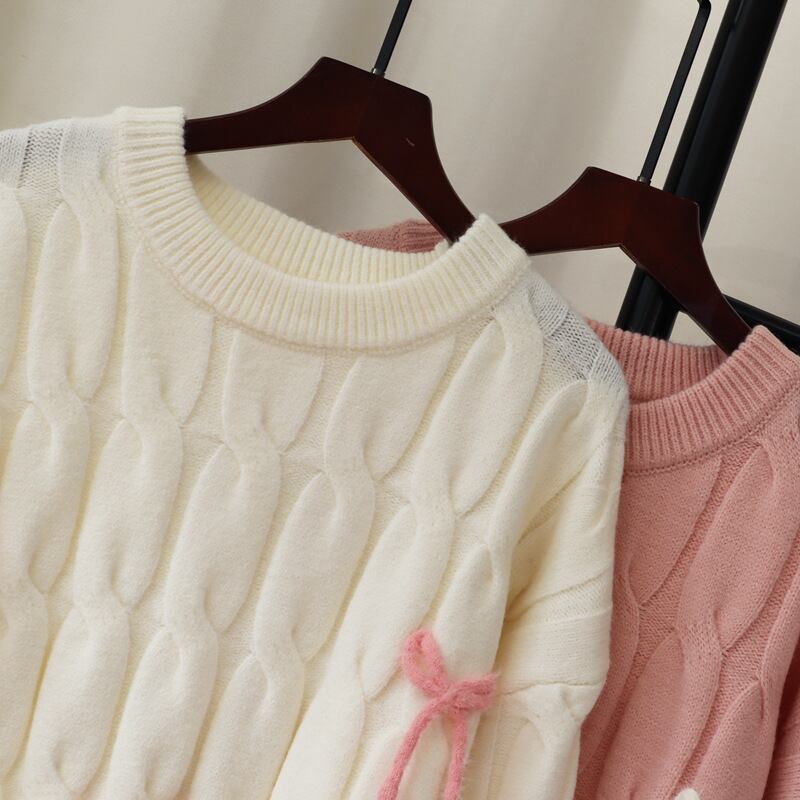 【tops】リボン付きニットセーター　M27472