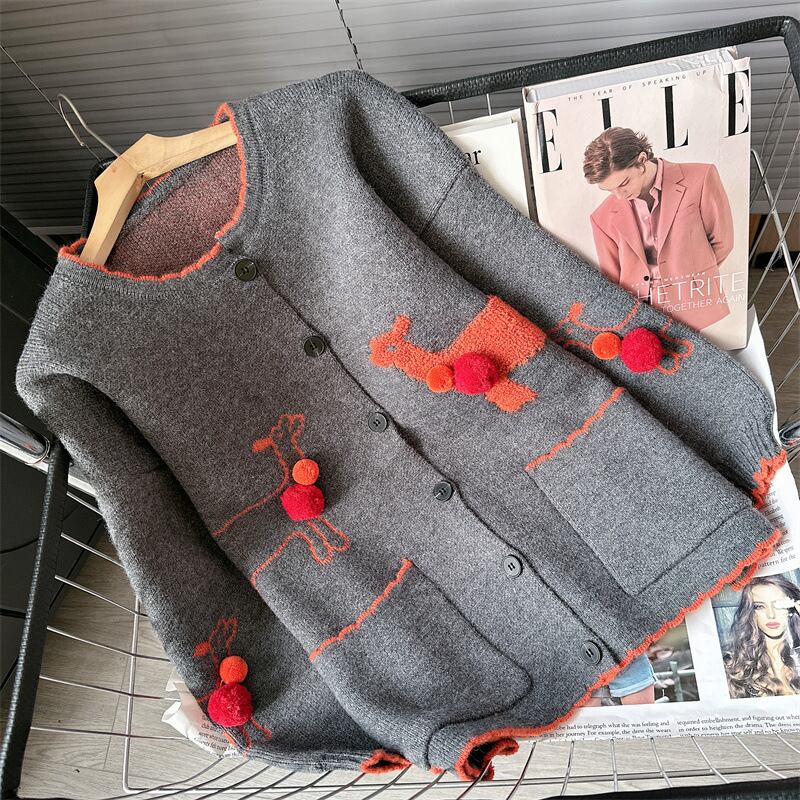 【outer】クルーネックニットカーデ　M18738