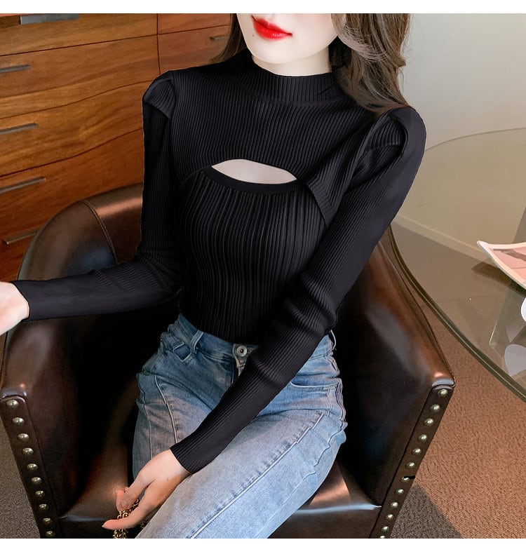 【tops】カットワークニットトップス　M26209