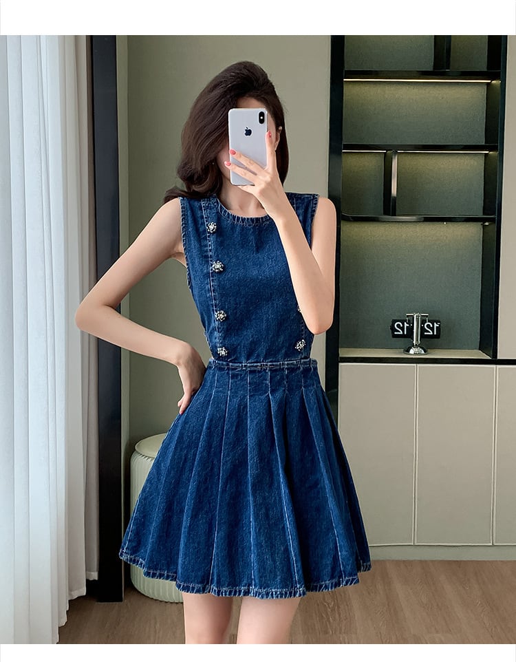 【dress】ノースリーブデニムワンピース　M24160