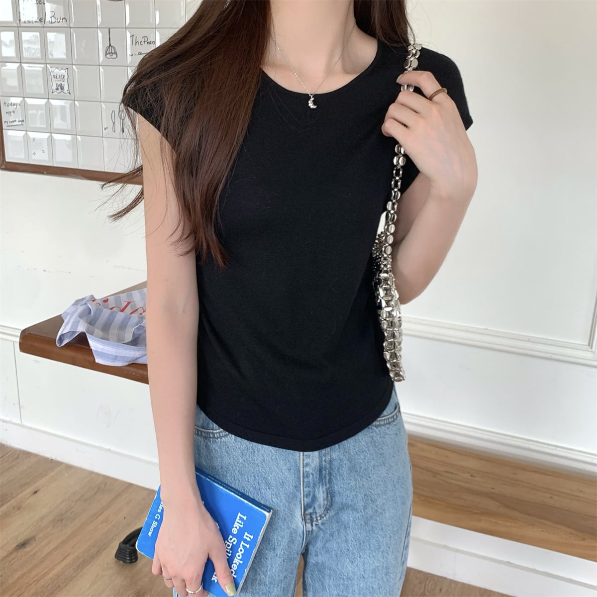 【tops】ニットTシャツ　M25142