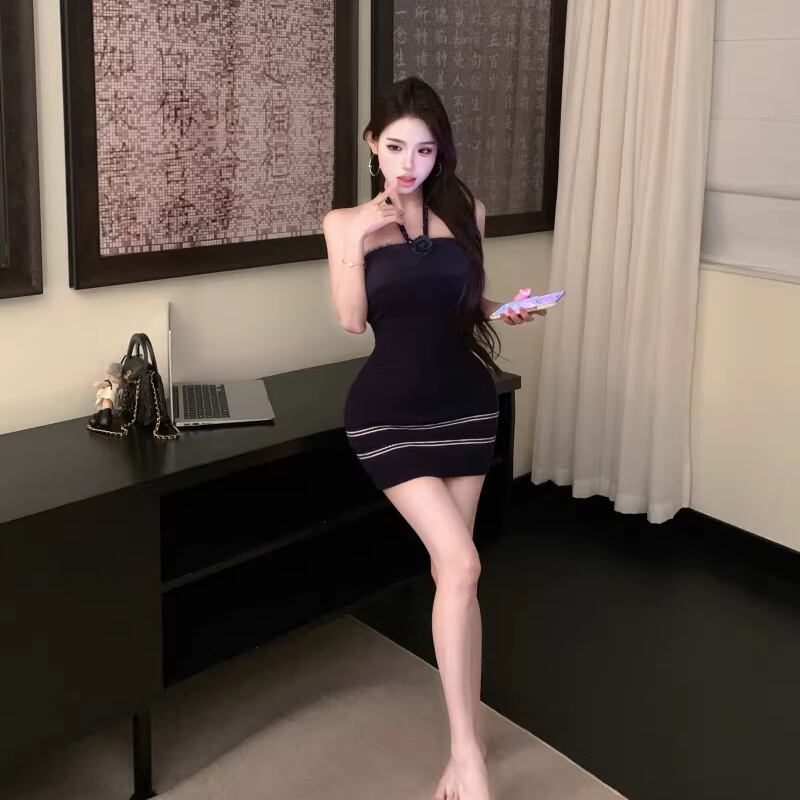 【dress】ホルターネックニットワンピース Q7818