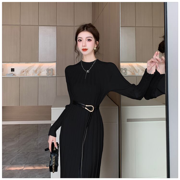 【dress】ニットワンピースベルト付き　M27464