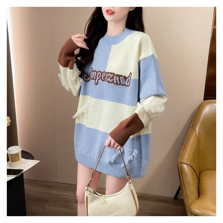 【tops】ボーダー柄ニットセーター　M27501
