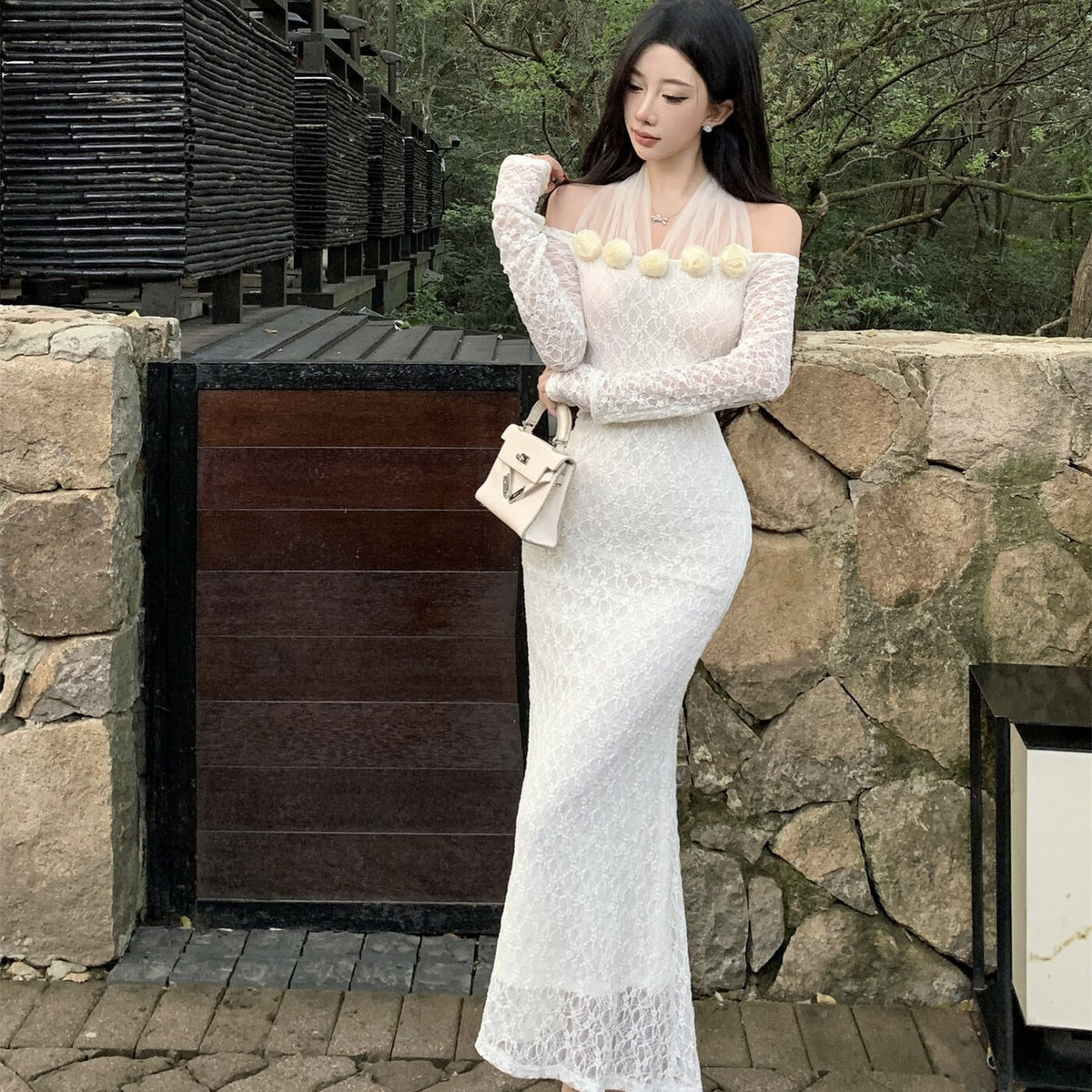【dress】レースチュールドッキングワンピース　M27960