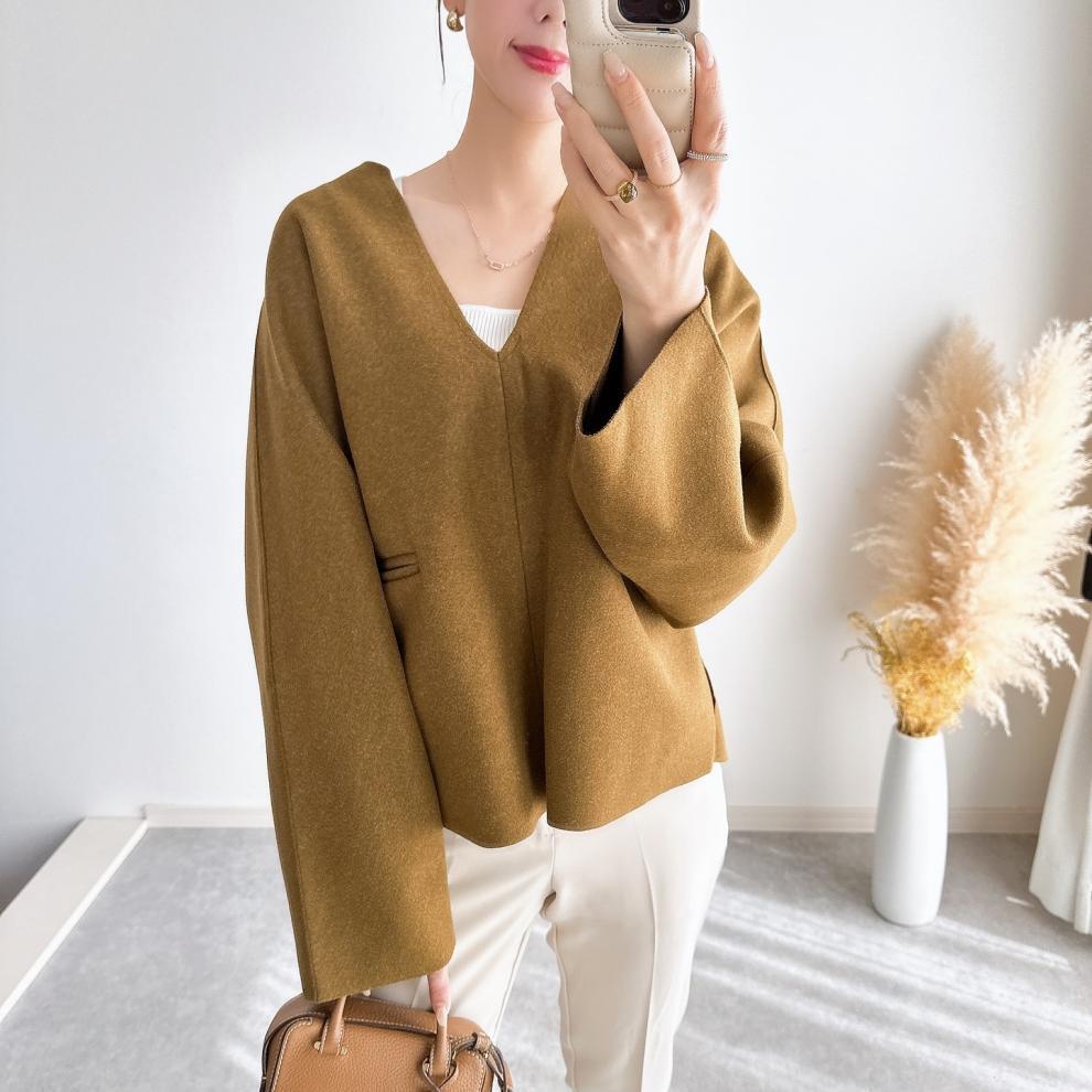 【outer】Vネックショートコート　M27290