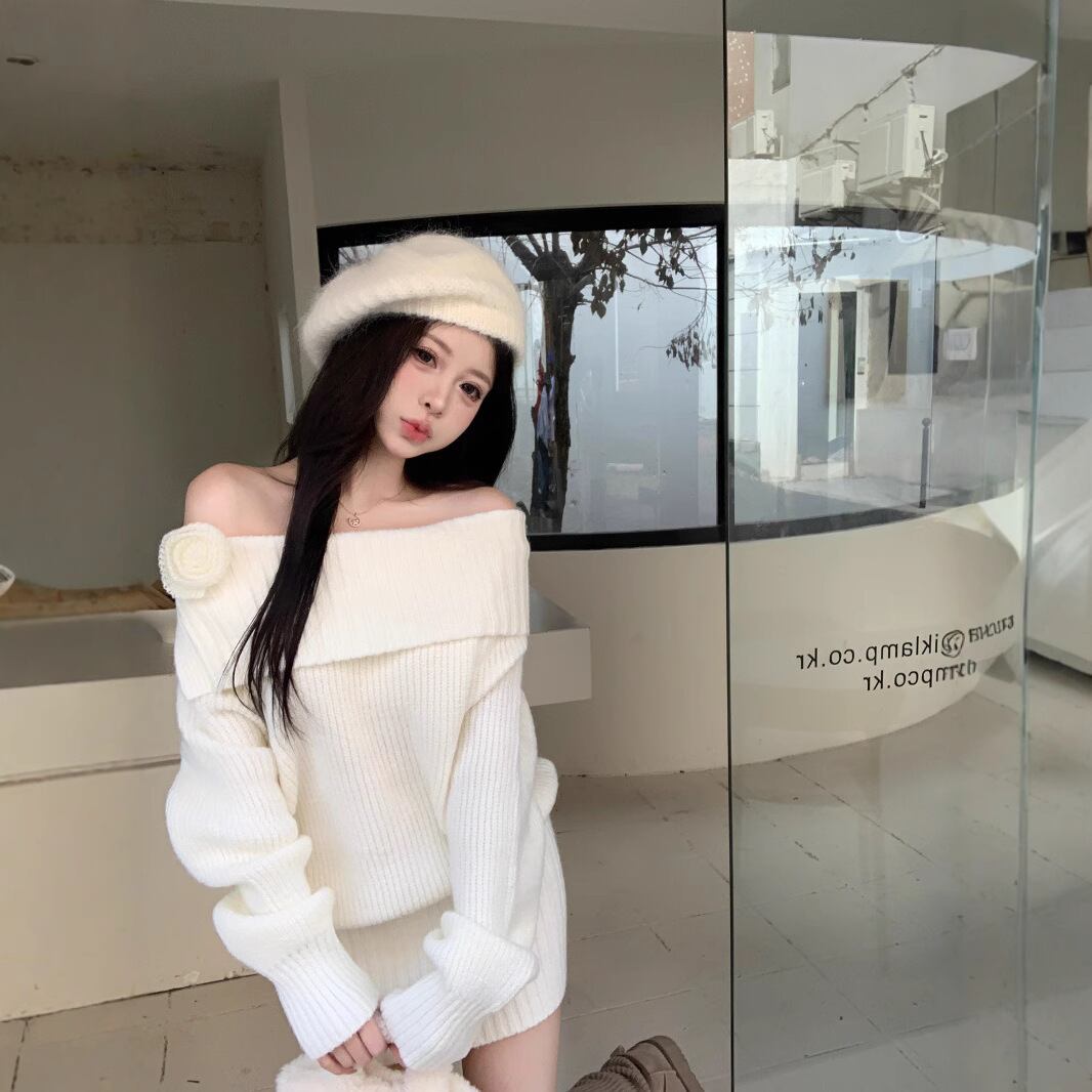 【dress】オフショルダーニットワンピース　M28499