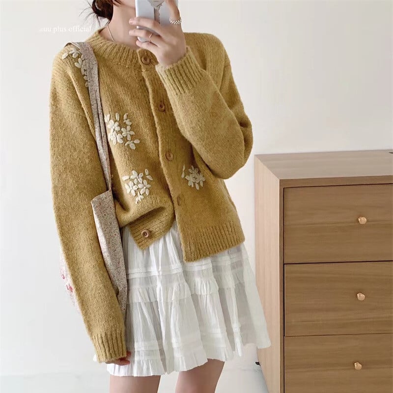 【outer】刺繍ニットカーデ　M17962