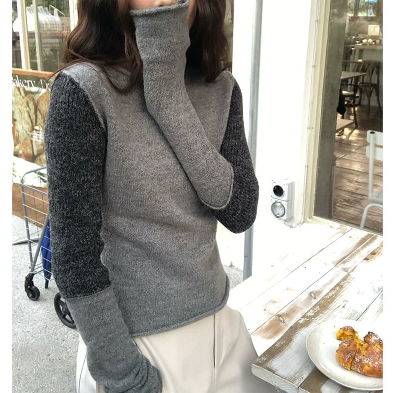 【tops】配色切り替えニットトップス　M28956