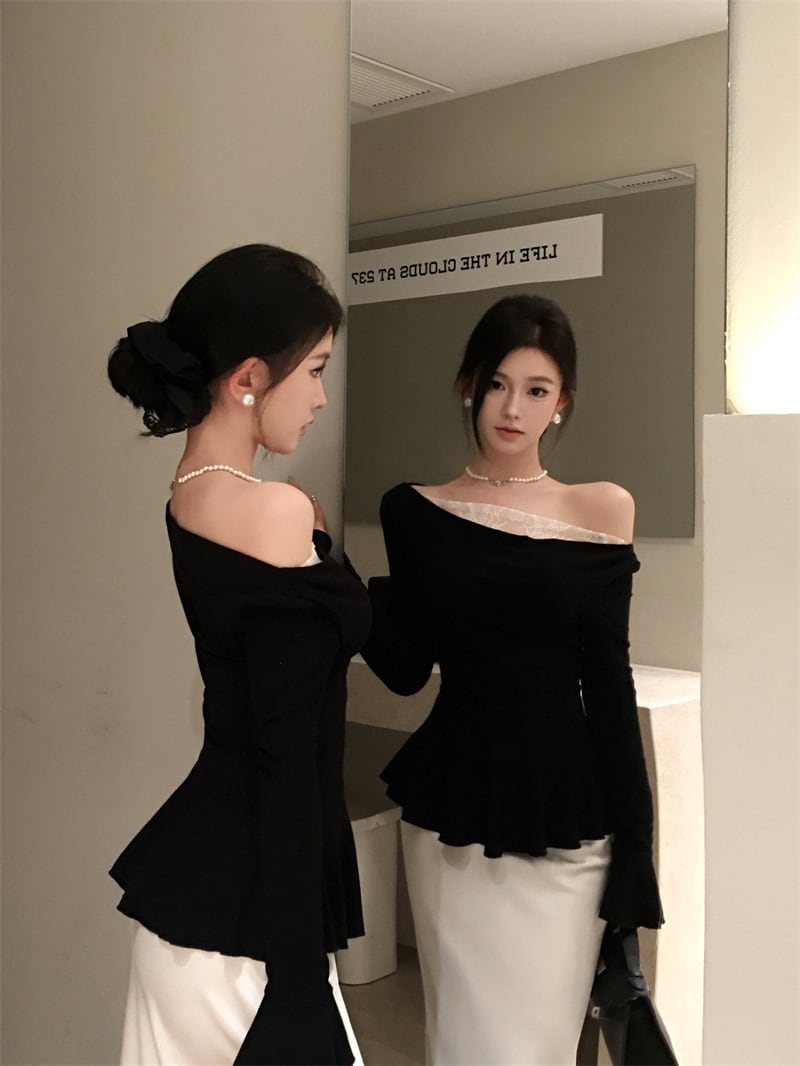 【tops】レースドッキングフリルトップス　M28869