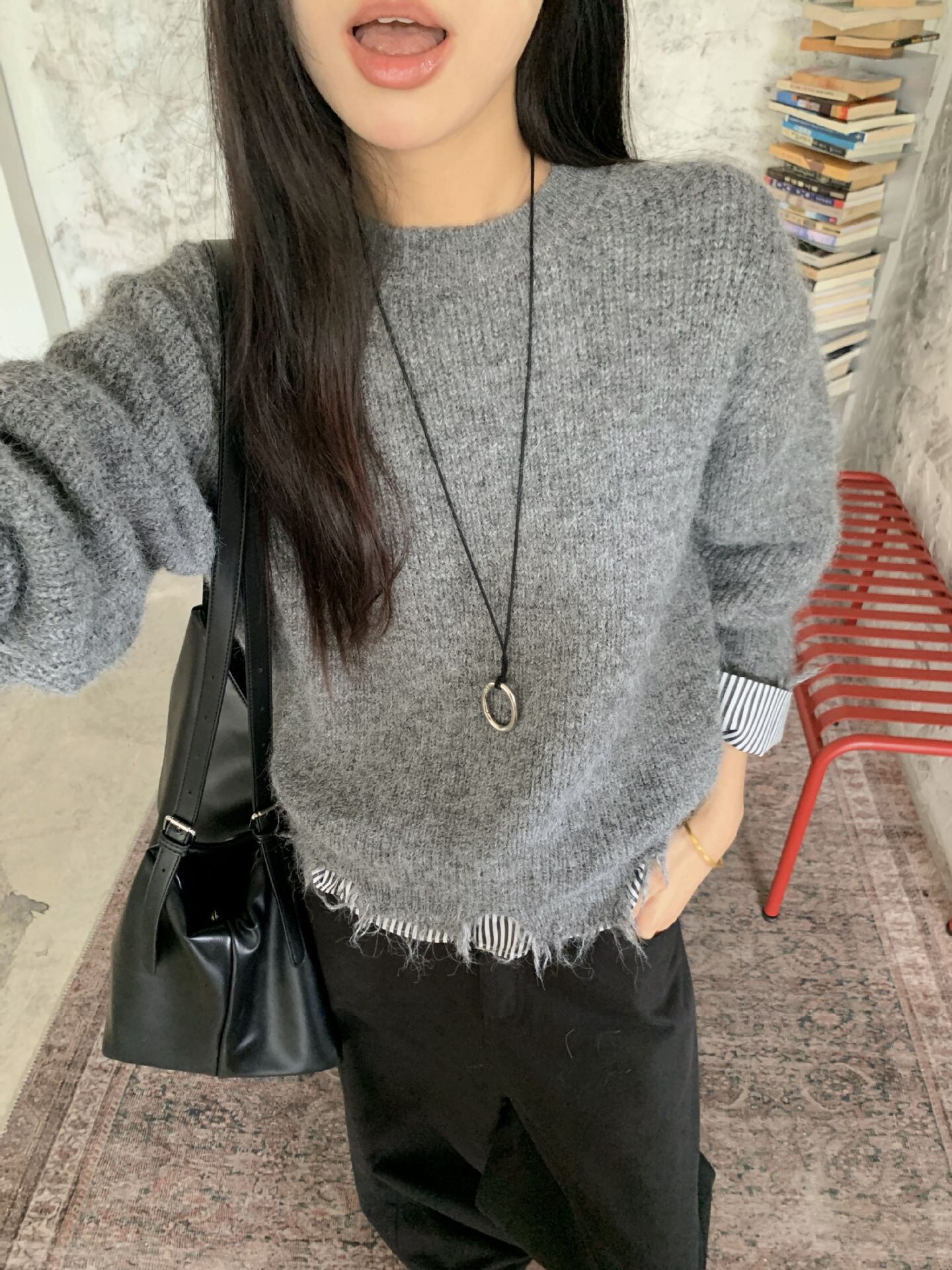 【tops】切り替えニットセーター　M27361