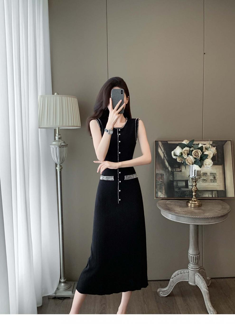 【dress】パールノースリーブニットワンピース　M24911