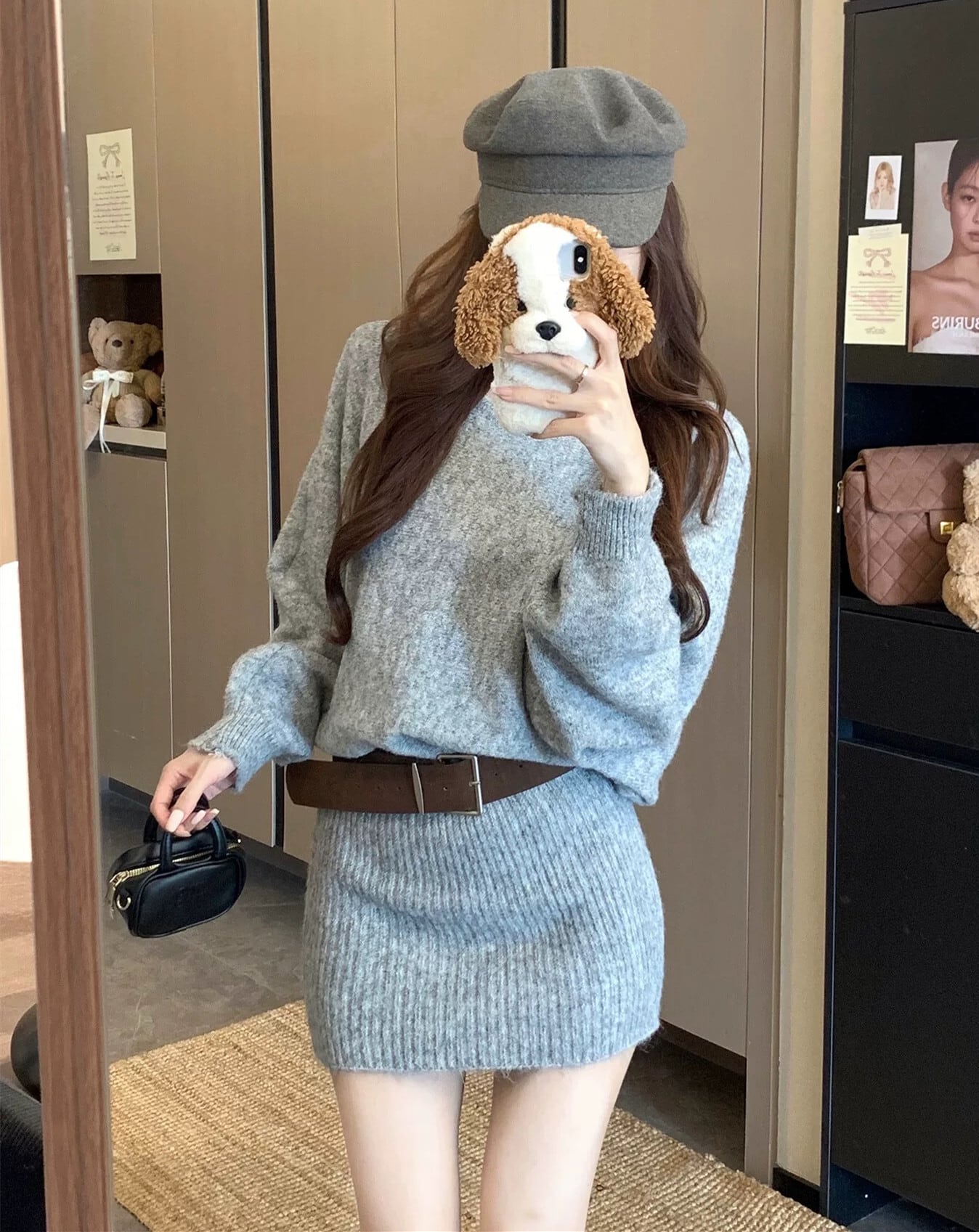 【dress】オフショルニットミニワンピース　N3359