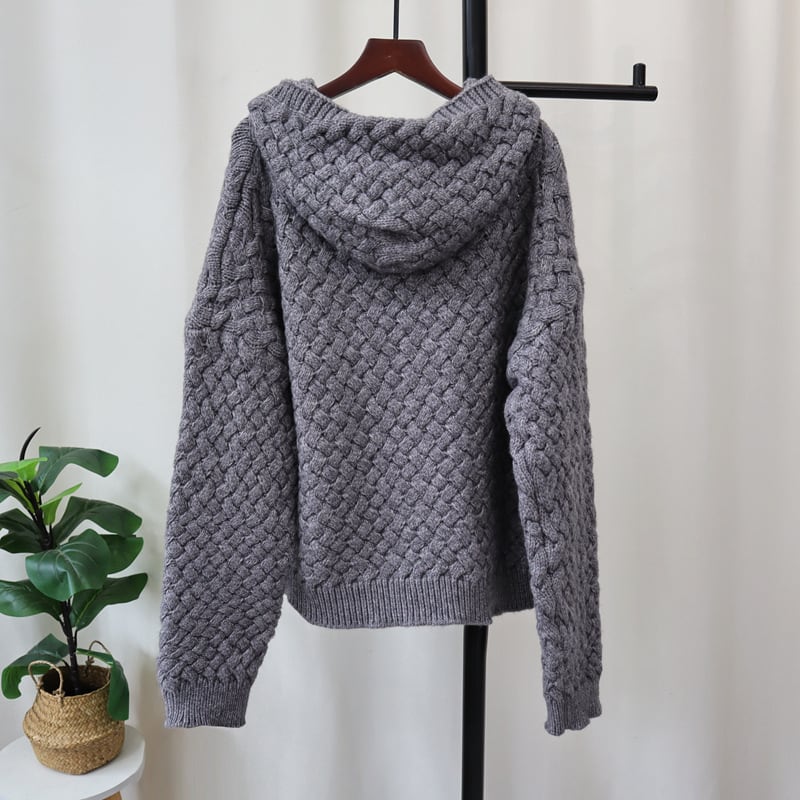 【tops】フード付きニットセーター　M28599