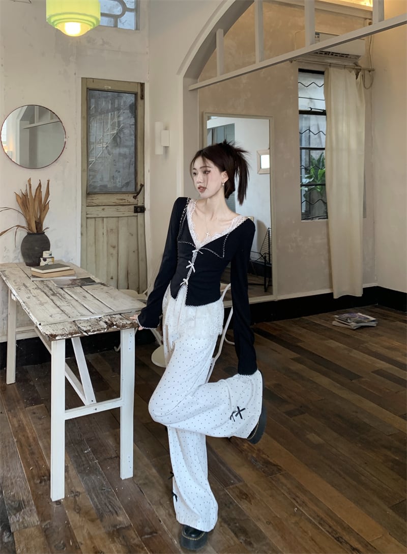 【outer】リボン付きニットカーデ　M29456