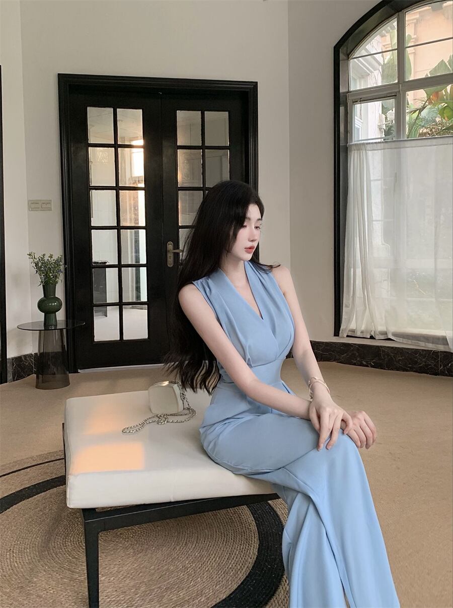 【set】VネックノースリーブオールインワンG21293