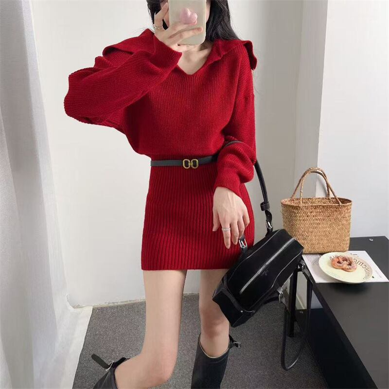 【dress】ニットミニワンピース Q7161