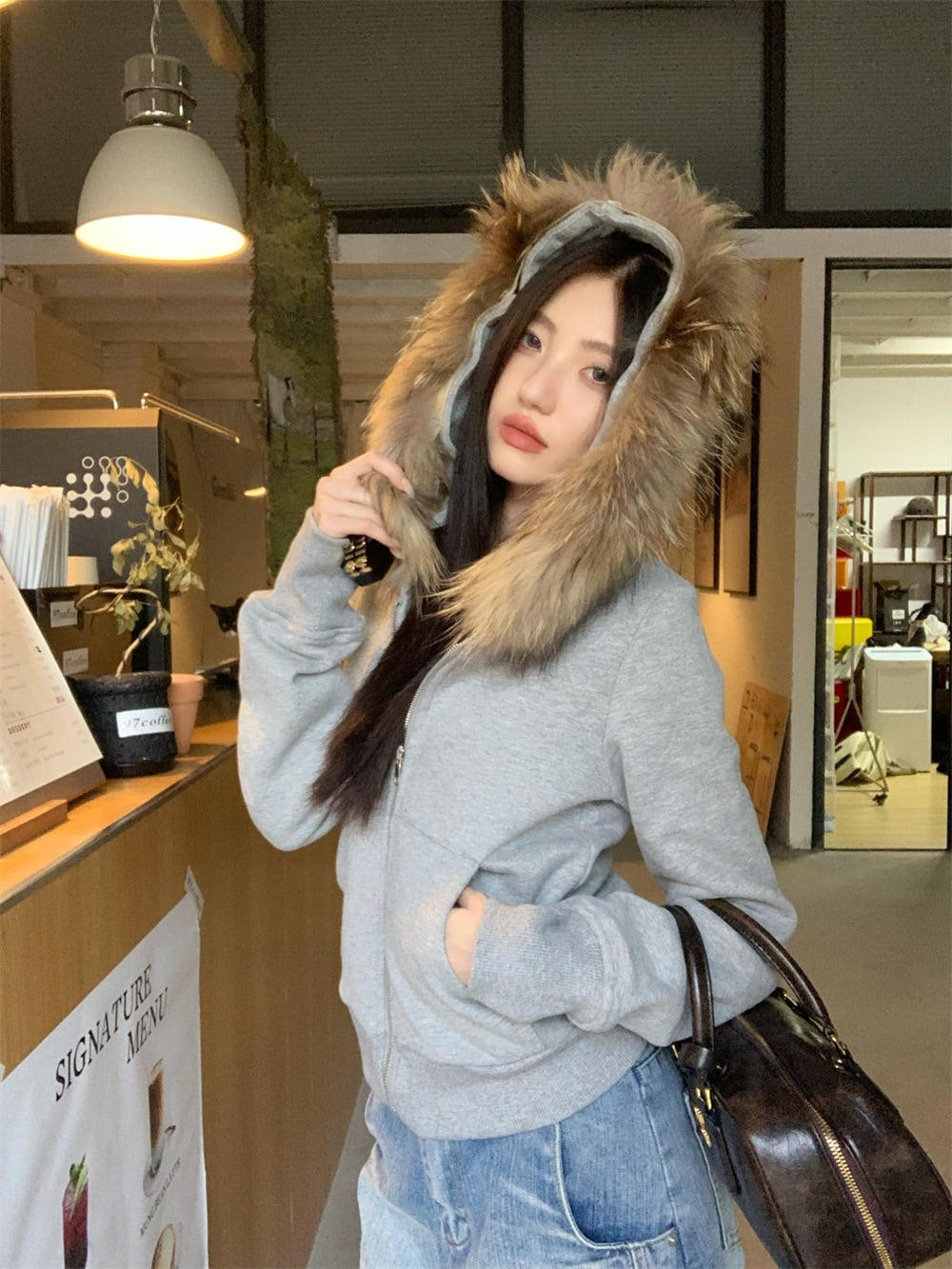 【outer】ファーフーディーパーカー　M27622