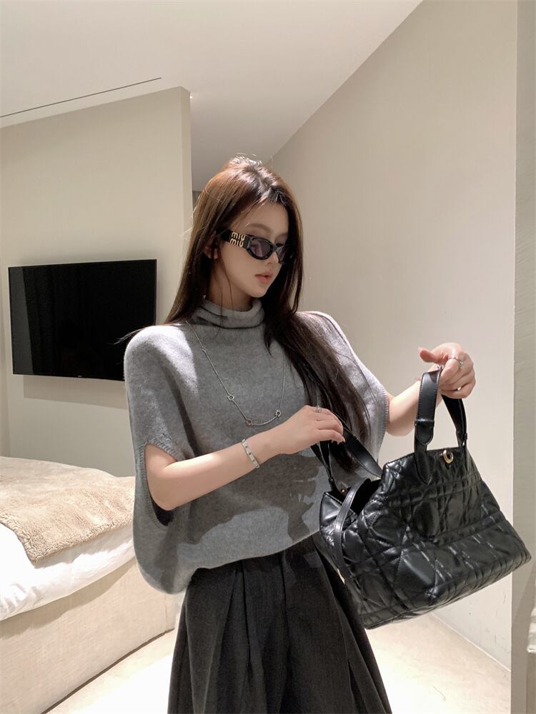 【tops】ハイネックニットケープ　M27049