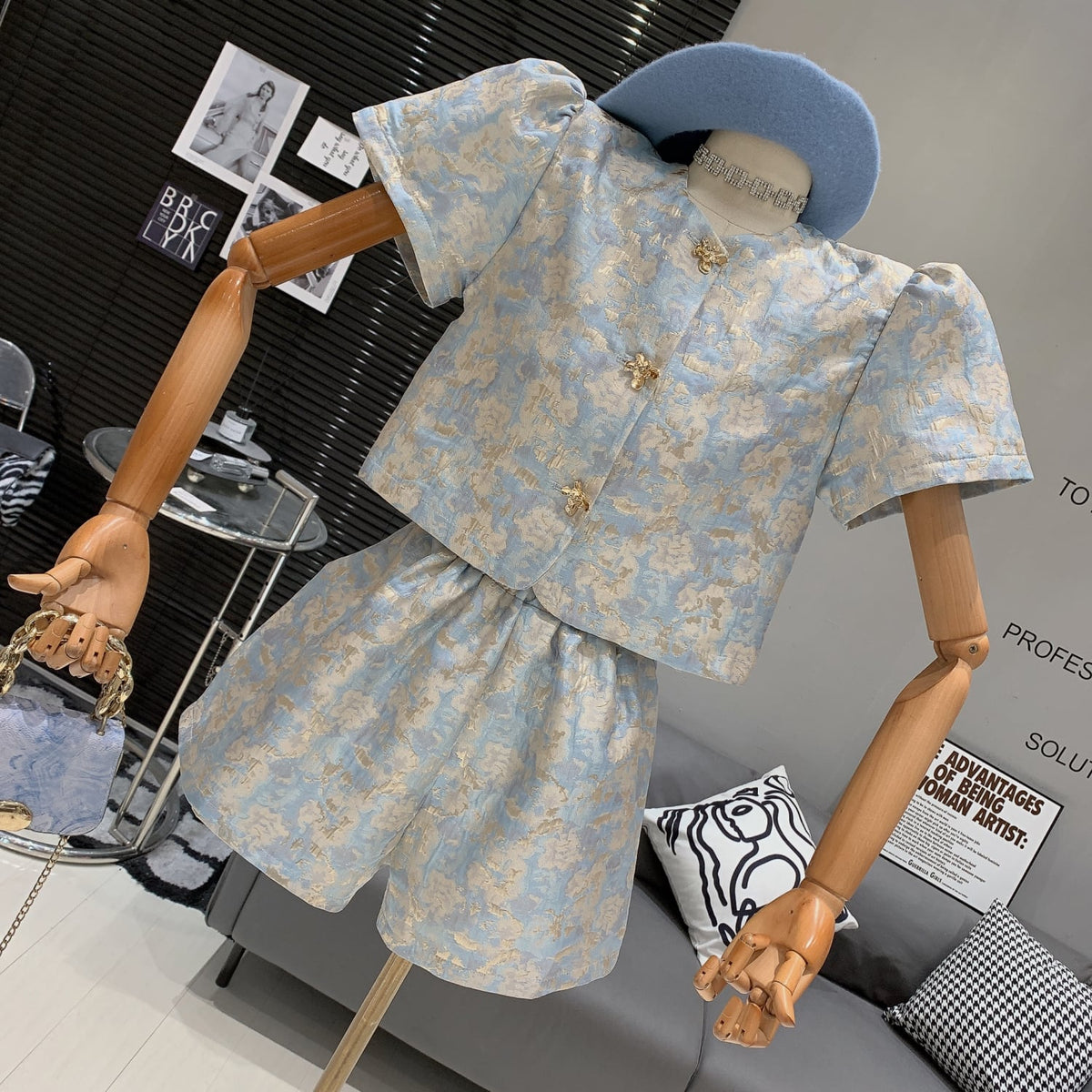 【set】ジャカードトップス×ショートパンツセット