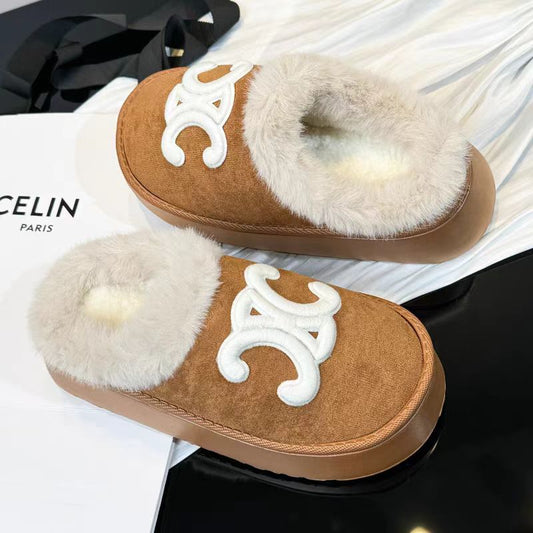 【shoes】2色厚底ファースリッパG24386