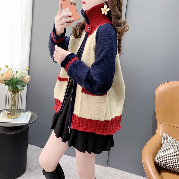 【outer】切り替えニットカーデ　M26949