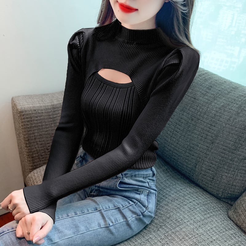 【tops】カットワークニットトップス　M26209