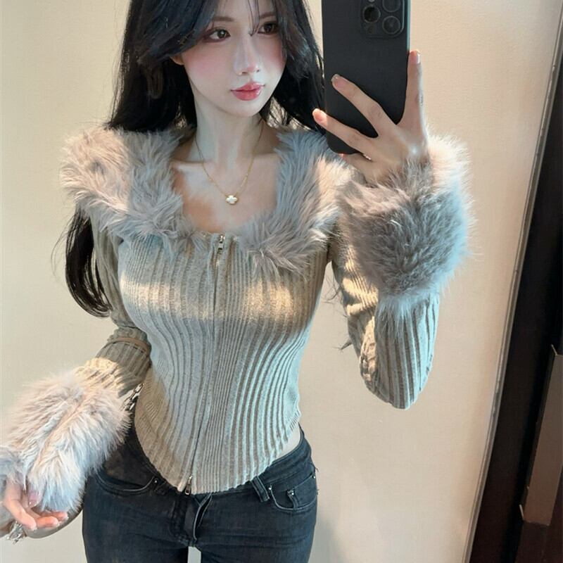 【outer】ファーニットカーデ　M27826