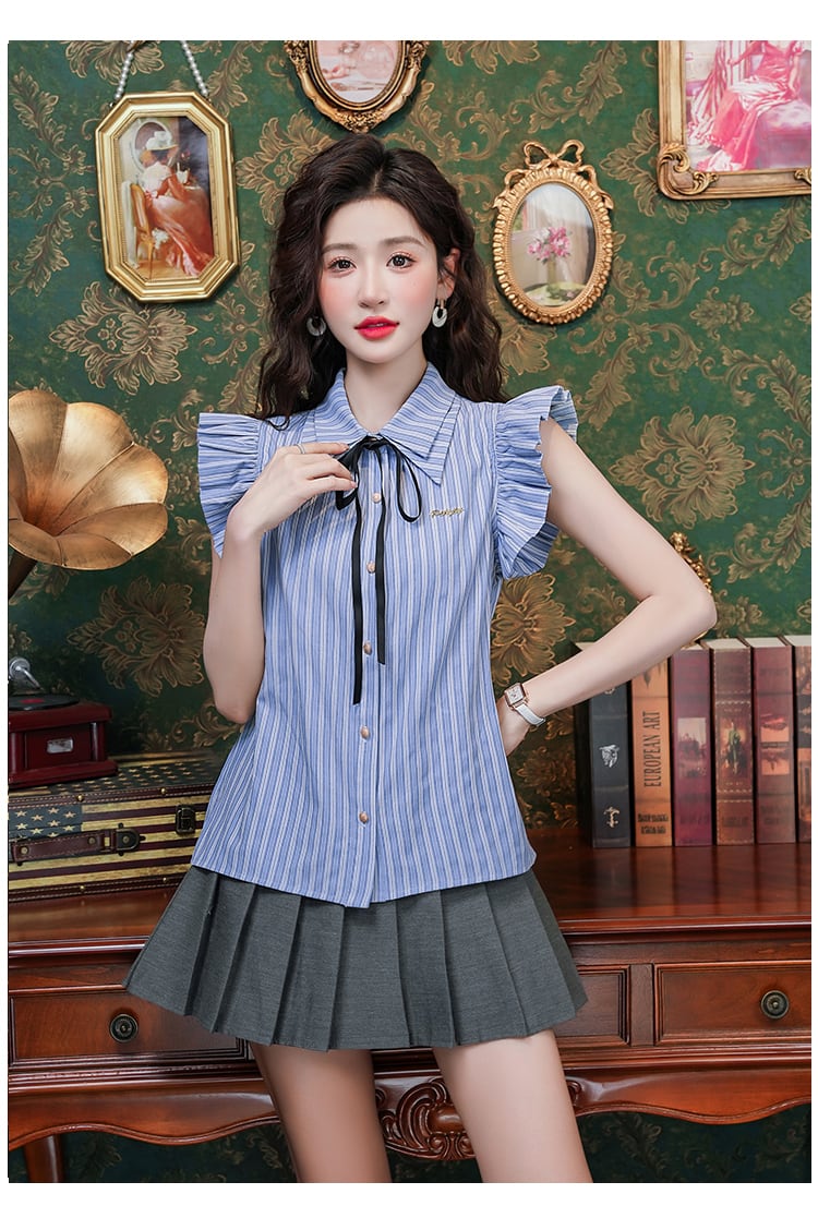 【tops】ストライプ柄ブラウスG21344