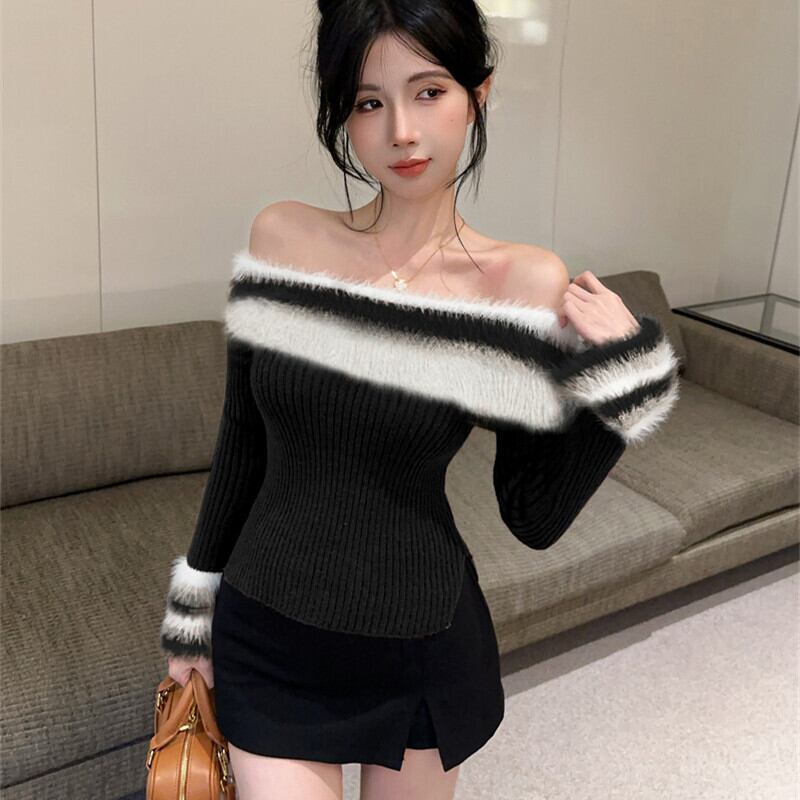 【tops】ボートネックニットトップス　M27705