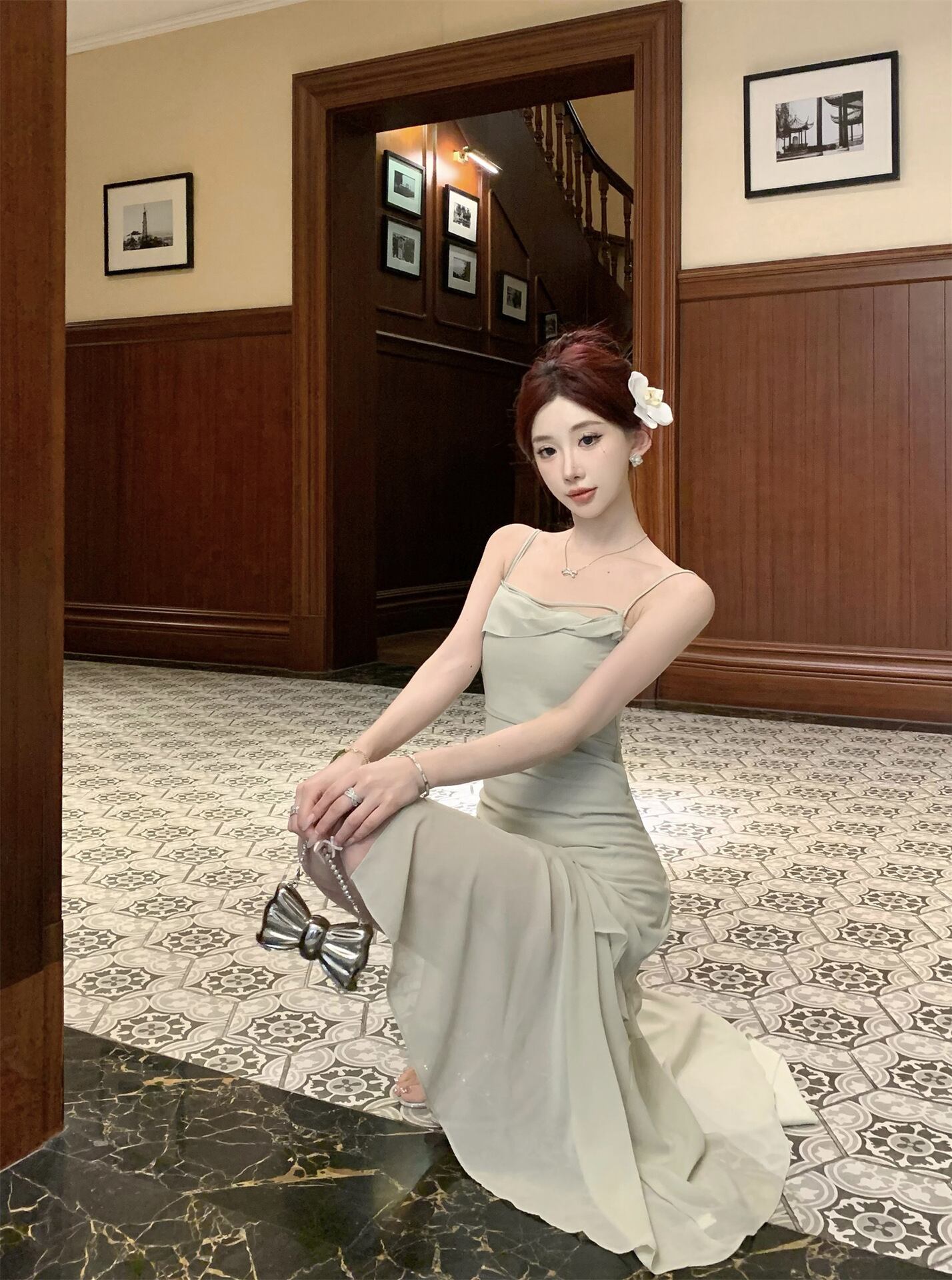 【dress】フリルスリットキャミワンピースG21364