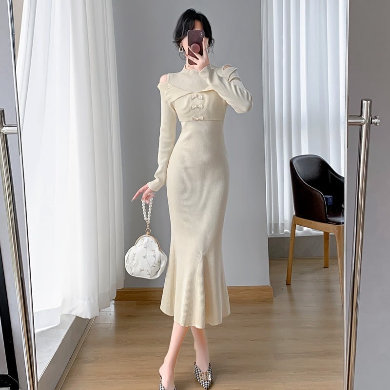 【dress】マーメイドニットワンピース　M26175