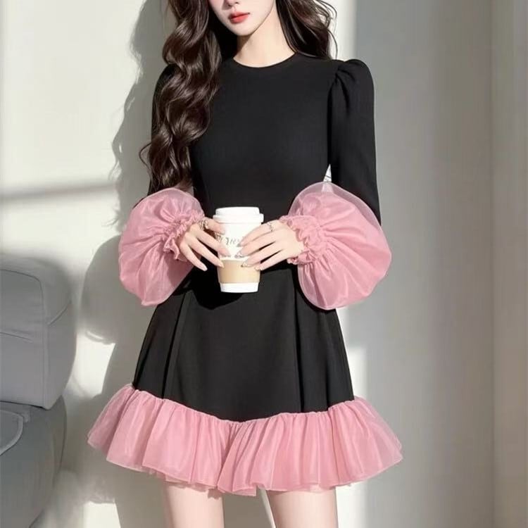 【dress】チュールコンビワンピース　M29483