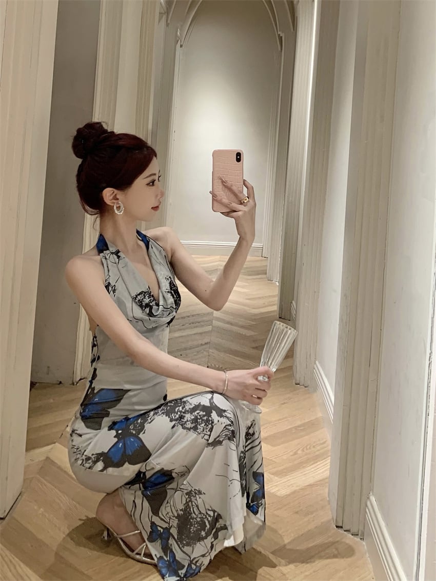 【dress】ホルターネックバックで綺麗ワンピース G21258