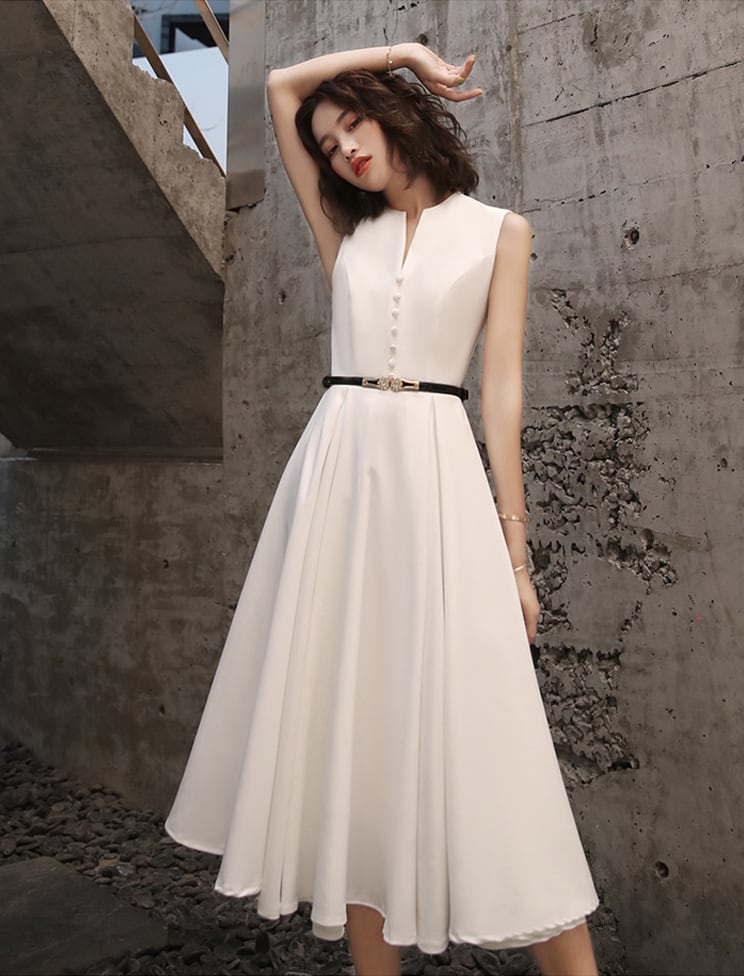 【dress】ノースリーブAラインフレアワンピース Q8438