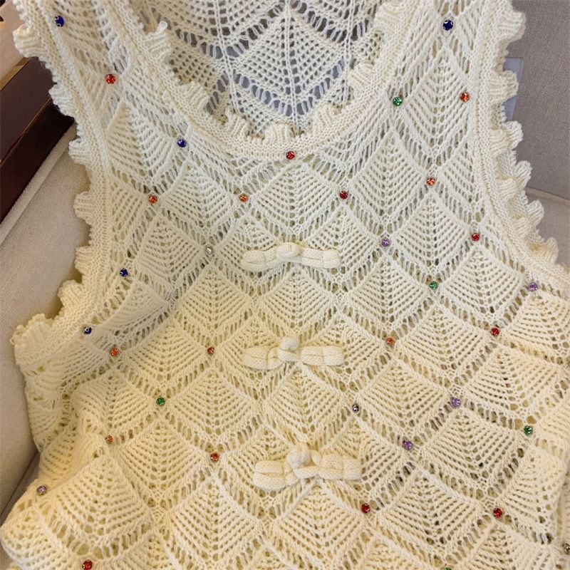 【tops】ノースリーブカットワークトップス　M24107