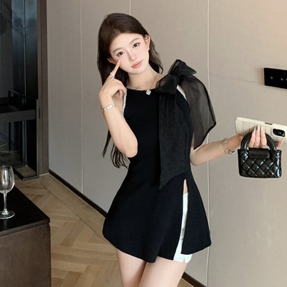 【tops】ノースリーブリボン付きトップス　M24344