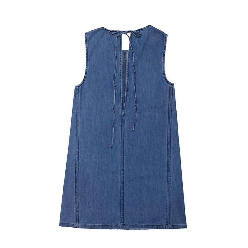 【dress】バックオーポンノースリーブデニムワンピース Q8421