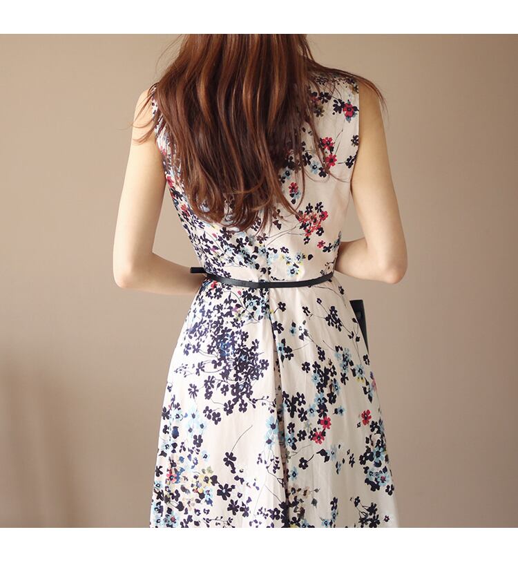 【dress】韓国風質感のいい 気質満点プリント着痩せワンピース