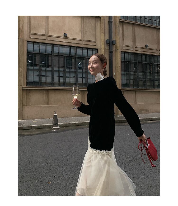 【dress】チュールドッキングワンピース　M26460