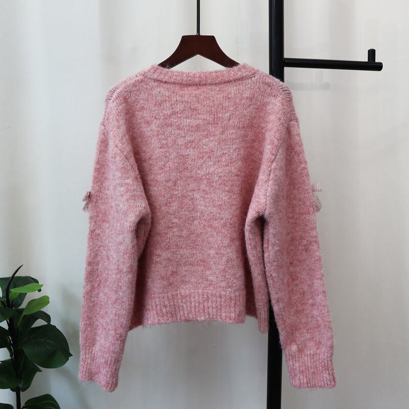 【outer】リボン付きニットカーデ　M26702