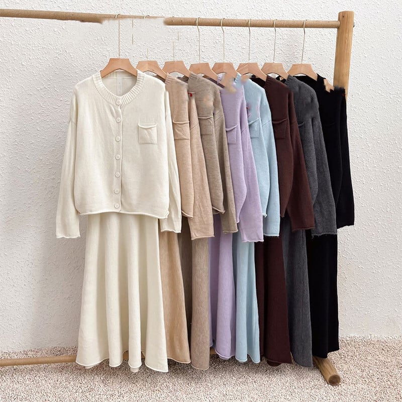【set】ニットカーデ×スカートセット　M27748