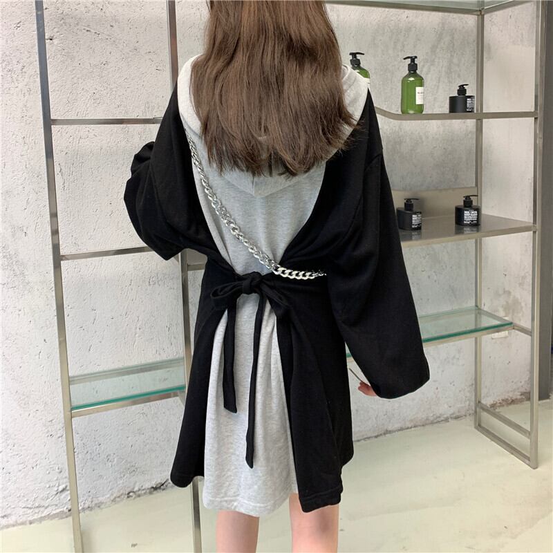 【dress】韓流スタイル!気質満点レトロ秋ルーズパーカーワンピース G1883