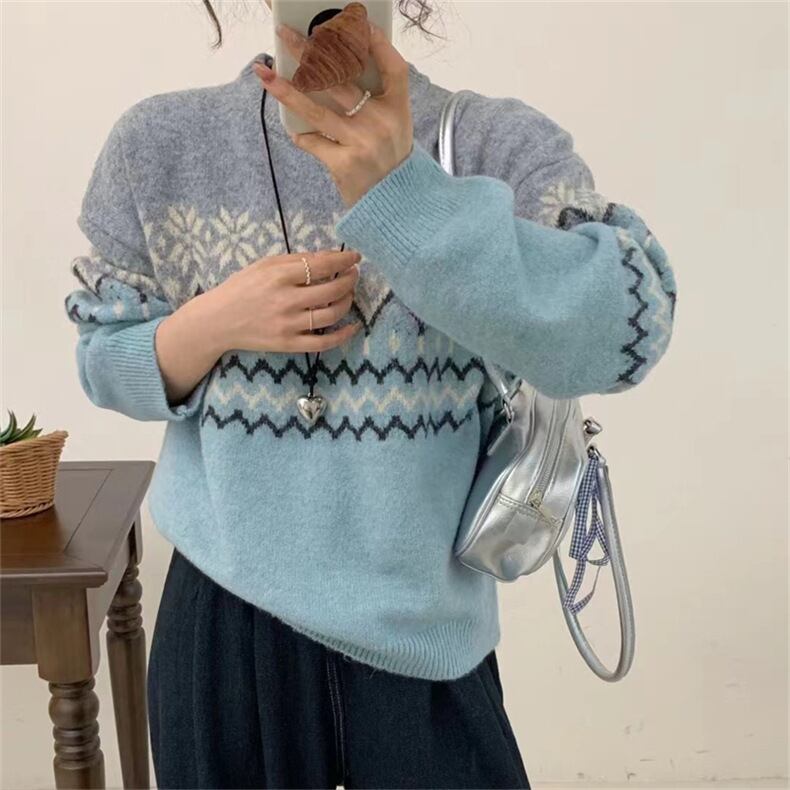 【tops】ジャカードニットセーター　M27137