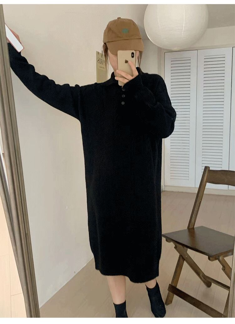 【dress】POLOネックニットワンピース　M18757