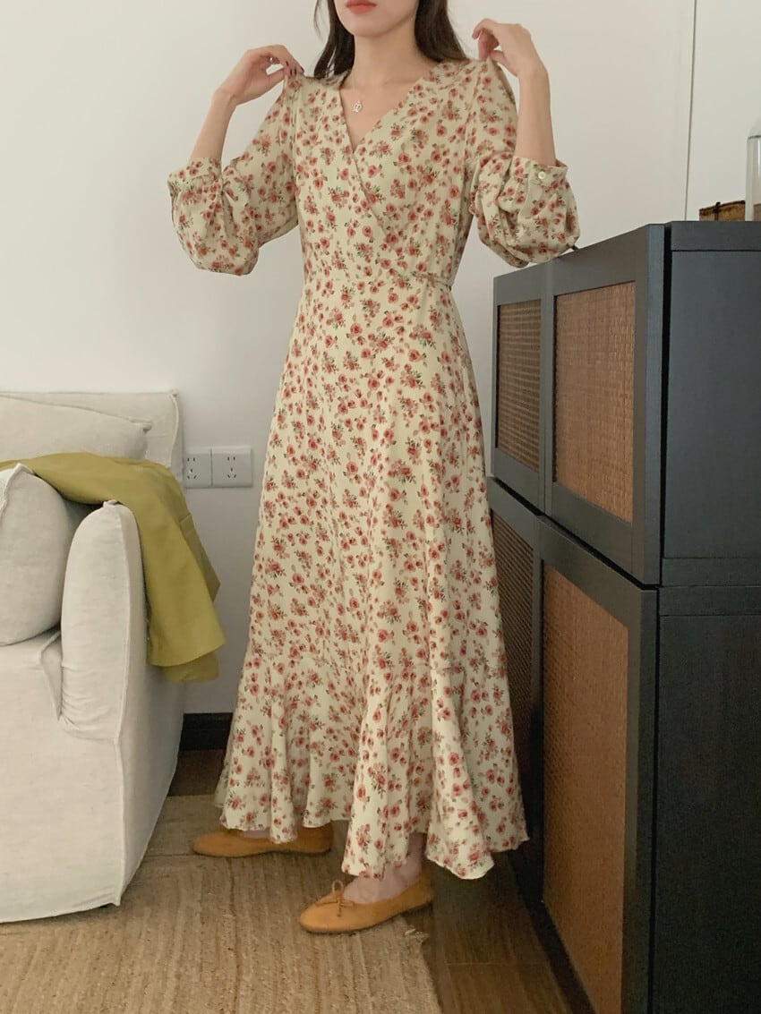 【dress】花柄ワンピース　M25690