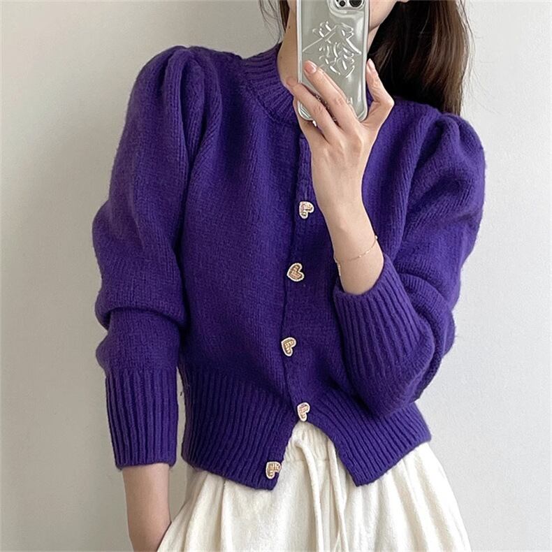 【outer】パフスリーブニットカーデ　M26743