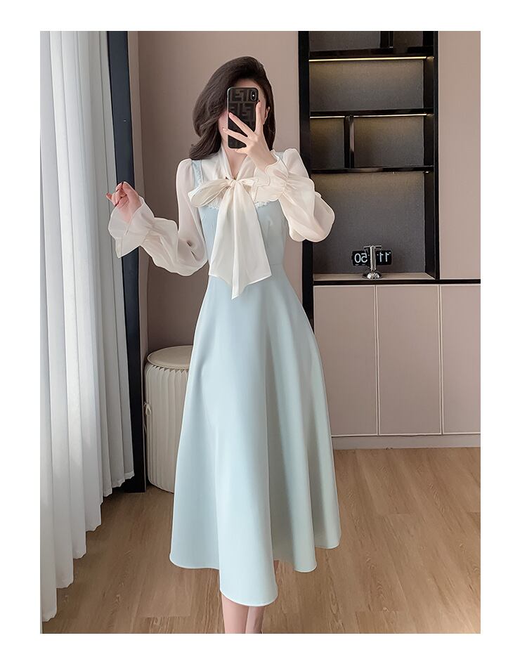 【dress】リボン偽二つ切り替えワンピース G19972